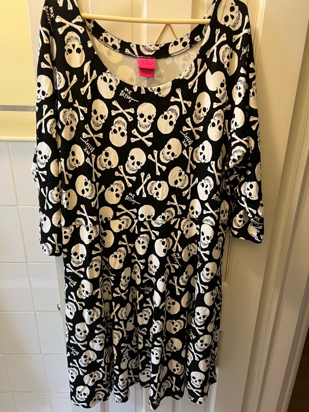 Betsey Johnson for Torrid Black Skull & Bones Ponte Mini Skater Dress
